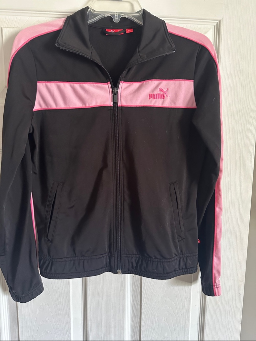 Vintage Puma Black & Pink Zip-Up Track Jacket